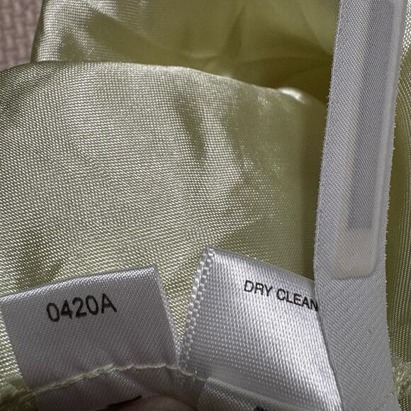 ANN TAYLOR Lime Green Silk Dress Size 4 Spaghetti Straps Coquette Wedding Pastel - Picture 14 of 15